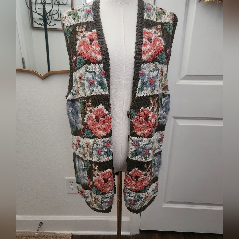 Vintage Marisa Christina Multicolor Floral Cardigan Vest